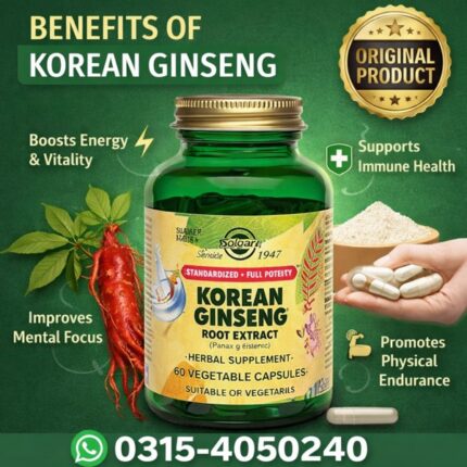 Korean Ginseng Root Extract Vegetable Capsules In Pakistan
